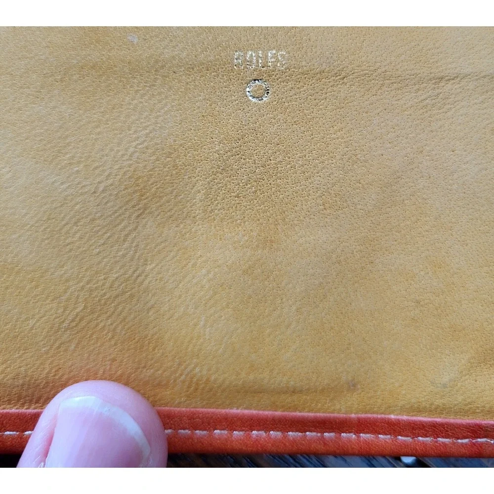 Vintage Rolfs‎ Genuine Leather Women's Wallet Coin Purse Orange Coral Swirl